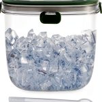 5L Portable Ice Cube Storage Bin, Clear Ice Bucket for Freezer with Lid & Tong for Outdoor Camping, Plastic Refrigerator Ice Cube Trays Storage Bin for Whiskey Wine Cocktail Party-0