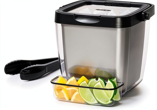 OXO Good Grips Double Wall Ice Bucket with Tongs and Garnish Tray 8.5"-0