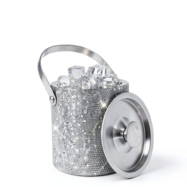 Bling Double Walled Stainless Steel Ice Bucket with Ice Tong & Lid [2 Liter] ，Shiny Insulated Ice Bucket Included Strainer Keeps Ice Cold & Dry, for Home Bar, Chilling Beer, Champagne, Red Wine-3