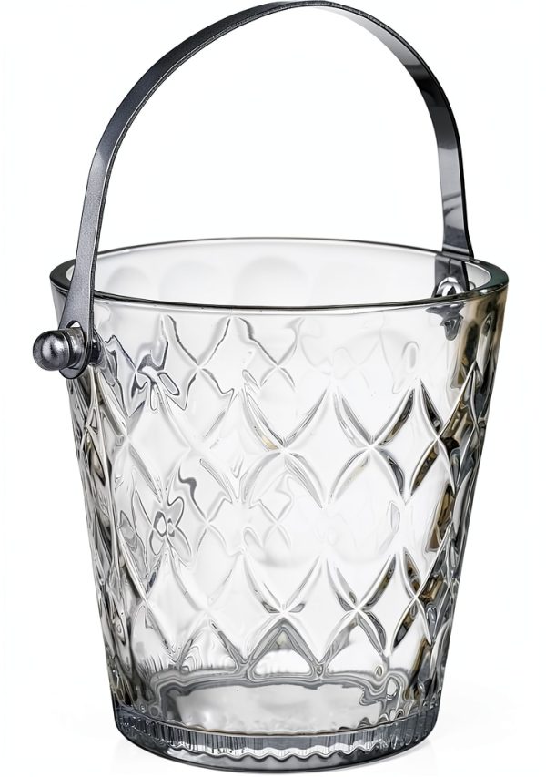 2-Piece Clear Glass Ice Bucket Set with Ice Tongs & Handle - 2.2 Liter and 1Liter Portable Ice Buckets Container for Champagne, Wine, Beer and Cocktail at Parties, Home Bar or Luxury Hotels-6