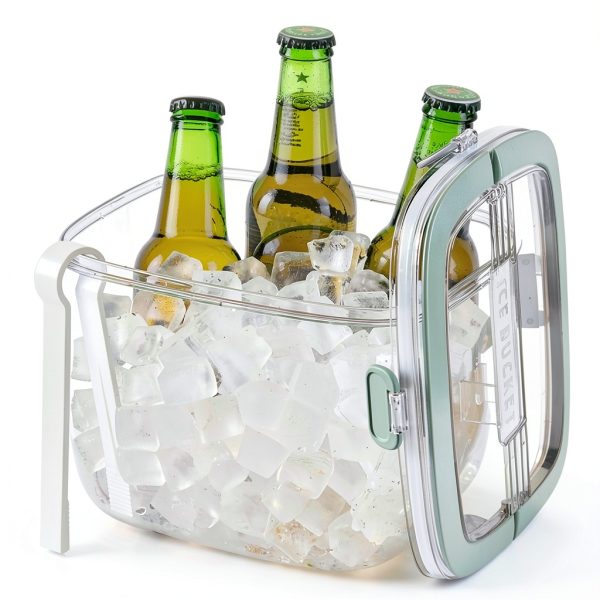 4QTS Ice Cube Storage Bin with Sealed Lid for Freezer Clear Ice Bucket w/ Tong for Bar Hotel Refrigerator Containers for Home Beverage Cooler for Whiskey Wine Beers Party Outdoor 8.5*6.6*7.4in-0