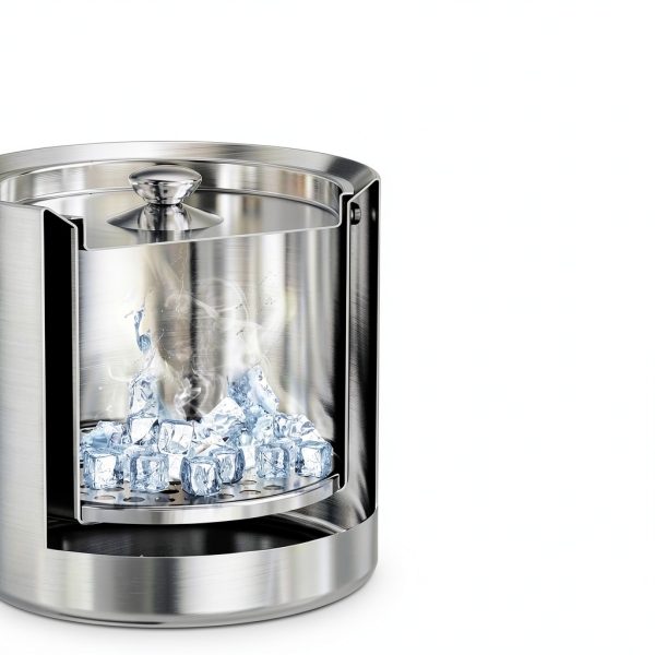 Ice Bucket YFN 3L Double Wall Steel with Lid Ice Tong & Scoop-3