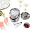 FineDine Double-Wall Stainless Steel Insulated Ice Bucket with Lid & Ice Tong [3 Liter] Included Strainer Keeps Ice Cold & Dry, Carry Leather Handle, Home Bar, Chilling Beer, Champagne, Wine Bottle-1