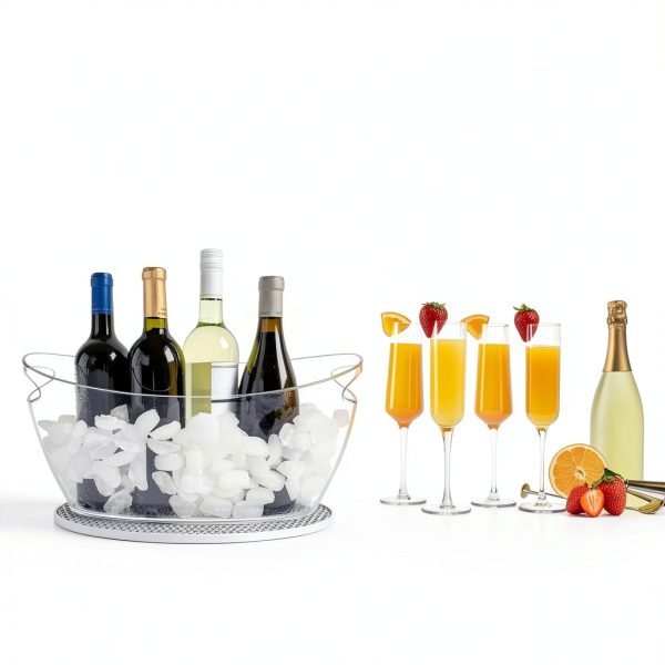Ice Bucket Set AMMSAR 2 Acrylic Buckets with Mats & Scoops 5.5L Gray-7