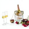 Le'raze Glass Ice Bucket with Airtight Lid, Tong Scooper and Handle - 3L Ribbed Beverage Tub Cocktail Home Bar Accessories, Wine, Beer Chiller for Parties, Champagne Drink Cooler Hinged Handles-4