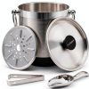 Double-Wall Stainless Steel Insulated Ice Bucket With Lid & Ice Tong [3 Liter] Included Strainer Keeps Ice Cold & Dry, Home Bar, Chilling Beer, Champagne, Wine Bottle-0