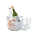 Portable Ice Bucket with Lid & Tong for Outdoor Camping, Clear Plastic Storage Bin for Freezer, Refrigerator, Whiskey, Wine, Cocktail Party, Big Cube Mold Tray for Ice Bath-1