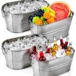 4 PCS Galvanized Bucket 4 Gallon LOPYXBR Stainless Steel Party Tub-0