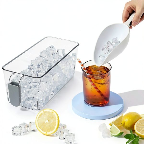 Clear Ice Bins 4 Pack by Pumtus Plastic Ice Bucket with Scoop and Tong-4