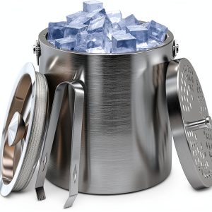 Stainless Steel Ice Bucket with Lid, Ice Tongs - Double Wall MA025-0