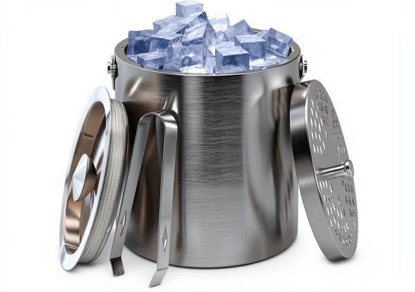 Stainless Steel Ice Bucket with Lid, Ice Tongs - Double Wall MA025-0