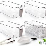 Clear Ice Bins 4 Pack by Pumtus Plastic Ice Bucket with Scoop and Tong-0
