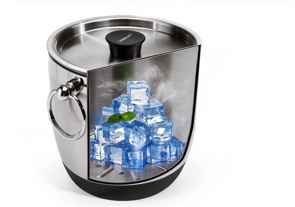 Double-Wall Stainless Steel Insulated Ice Bucket With Lid & Ice Tong [3 Liter] Included Strainer Keeps Ice Cold & Dry, Home Bar, Chilling Beer, Champagne, Wine Bottle-2