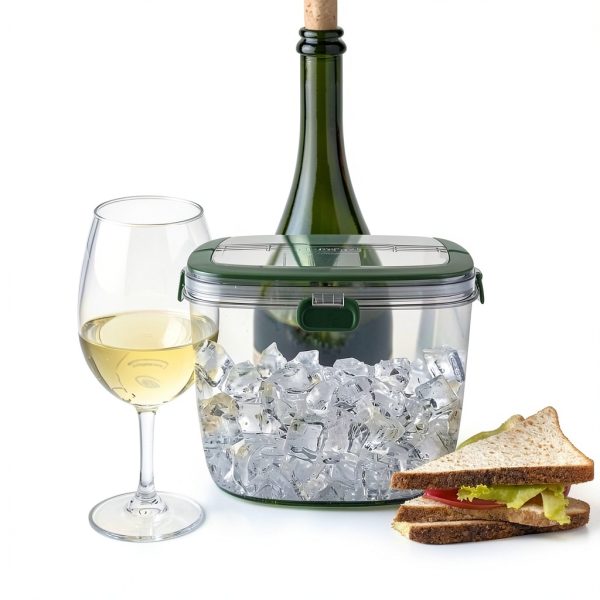 5L Portable Ice Cube Storage Bin, Clear Ice Bucket for Freezer with Lid & Tong for Outdoor Camping, Plastic Refrigerator Ice Cube Trays Storage Bin for Whiskey Wine Cocktail Party-4