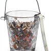 2-Piece Clear Glass Ice Bucket Set with Ice Tongs & Handle - 2.2 Liter and 1Liter Portable Ice Buckets Container for Champagne, Wine, Beer and Cocktail at Parties, Home Bar or Luxury Hotels-2