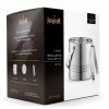 JoyJolt Metal Double Wall Ice Bucket with Lid, Ice Tongs and Strainer. 3L Insulated Ice Bucket for Cocktail Bar, Wine, Home Bar Accessories, Parties, Champagne Bucket. Stainless Steel Ice Buckets-8