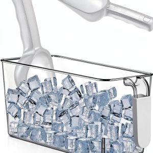 Ice Bin Set with Scoop by Havawish Grey Freezer Bucket 10.8x4.9x4.3in-0