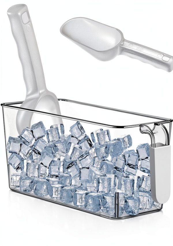 Ice Bin Set with Scoop by Havawish Grey Freezer Bucket 10.8x4.9x4.3in-0