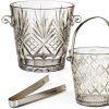 2-Piece Clear Glass Ice Bucket Set with Ice Tongs & Handle - 2.2 Liter and 1Liter Portable Ice Buckets Container for Champagne, Wine, Beer and Cocktail at Parties, Home Bar or Luxury Hotels-0