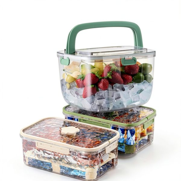 Portable Ice Bucket with Lid & Tong for Outdoor Camping, Clear Plastic Storage Bin for Freezer, Refrigerator, Whiskey, Wine, Cocktail Party, Big Cube Mold Tray for Ice Bath-7