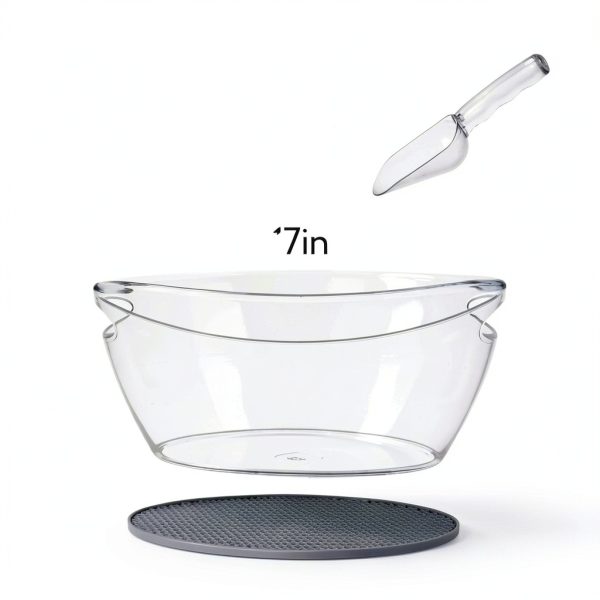 Ice Bucket Set AMMSAR 2 Acrylic Buckets with Mats & Scoops 5.5L Gray-5