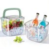 Portable Ice Bucket with Lid & Tong for Outdoor Camping, Clear Plastic Storage Bin for Freezer, Refrigerator, Whiskey, Wine, Cocktail Party, Big Cube Mold Tray for Ice Bath-6