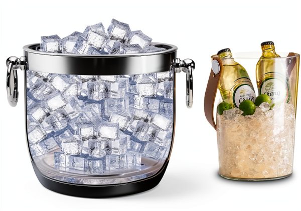 Double-Wall Stainless Steel Insulated Ice Bucket With Lid & Ice Tong [3 Liter] Included Strainer Keeps Ice Cold & Dry, Home Bar, Chilling Beer, Champagne, Wine Bottle-4