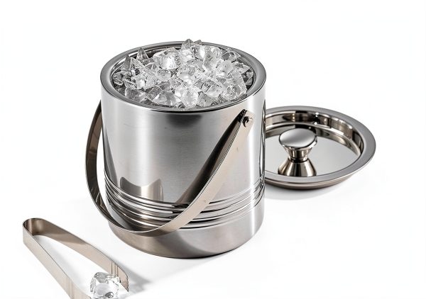 JoyJolt Metal Double Wall Ice Bucket with Lid, Ice Tongs and Strainer. 3L Insulated Ice Bucket for Cocktail Bar, Wine, Home Bar Accessories, Parties, Champagne Bucket. Stainless Steel Ice Buckets-7