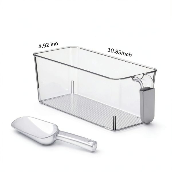 Ice Bin Set with Scoop by Havawish Grey Freezer Bucket 10.8x4.9x4.3in-1