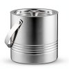 JoyJolt Metal Double Wall Ice Bucket with Lid, Ice Tongs and Strainer. 3L Insulated Ice Bucket for Cocktail Bar, Wine, Home Bar Accessories, Parties, Champagne Bucket. Stainless Steel Ice Buckets-3