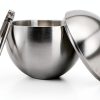 Yesland Ice Bucket with Lid, Double Insulation Ice Box Container Storage Box, 2 L Stainless Steel Ice Bucket Container with Ice Tong Scooper, Spherical Wine Champagne Barrel for Home Party Bar-2