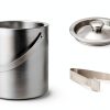 FineDine Double-Wall Stainless Steel Insulated Ice Bucket with Lid & Ice Tong [3 Liter] Included Strainer Keeps Ice Cold & Dry, Carry Leather Handle, Home Bar, Chilling Beer, Champagne, Wine Bottle-5
